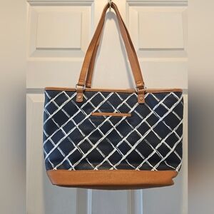 JEWELL by Thirty-One Blue White Faux  Shoulder Satchel Medium Handbag